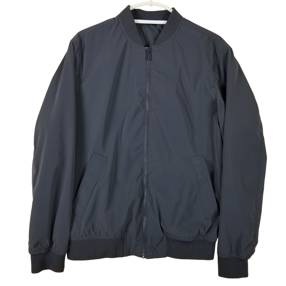 Zara Man Bomber Jacket Mens Medium Navy Blue Full Zip Lightweight Windbreaker